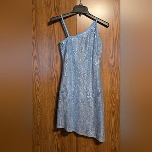 Taboo One Shoulder Blue Sequin Dress